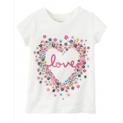 LOVE and Floral Heart Printed Tee Shirt  